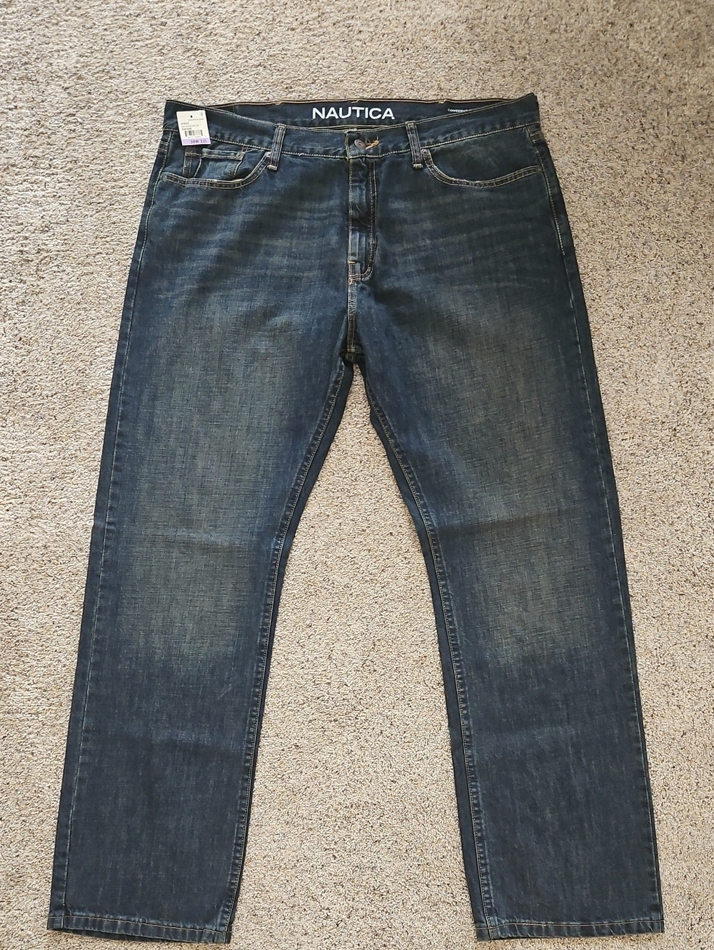 Nautica Men's Washed Navy Relaxed Jeans
